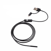 Endoscope AN100 3-en-1 7 mm pour Android et PC, 6 LED, étanche, USB 2M, caméra de inspection flexible pour miroir et borescope