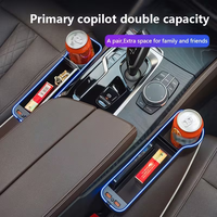 Lumière d'ambiance LED colorée pour voiture, boîte de rangement pour l'espace entre les sièges avec charge rapide 2USB, support de téléphone pour accoudoir de console centrale entre les sièges