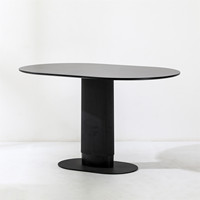 Home Intérieur Scandinave Moderne Wabi-Sabi Restaurant Set Table 4 Chaises Normcore Bois Noir Ovale Rectangulaire Table à Manger