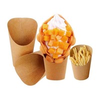 Gobelets en papier kraft imprimés sur mesure, biodégradables, pour emballages alimentaires à emporter, frites, gaufres aux œufs