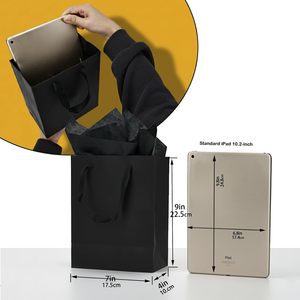 Sacs cadeaux en papier kraft avec poignées, sacs à friandises, emballages cadeaux, sacs de courses recyclables pour marchandises et mariages (couleurs assorties) - Product Image 3