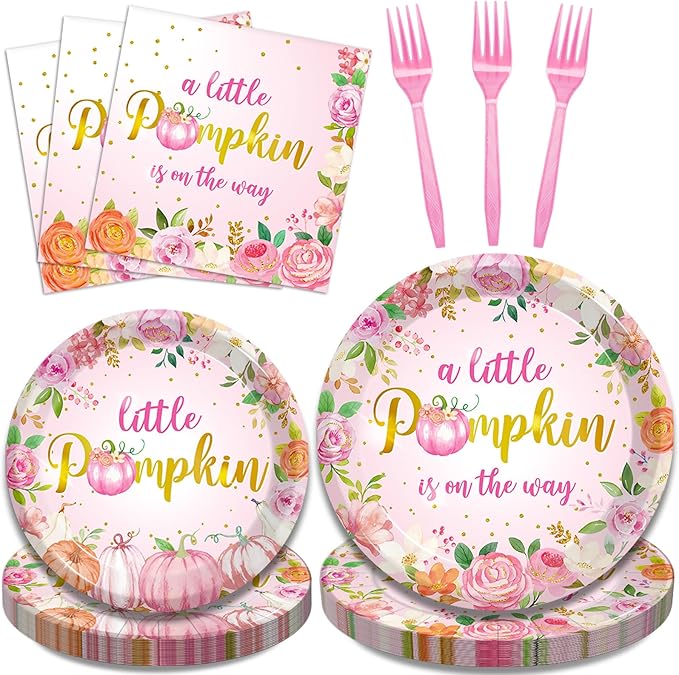 Fall Little Pumpkin Baby Shower Plates*96