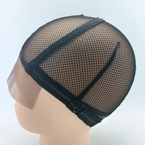 Mũ tóc giả màu đen thoáng khí để làm tóc giả tốt nhất lưới ren phía trước mũ tóc giả với dây đai điều chỉnh nắp lưới trong kho - Product Image 1