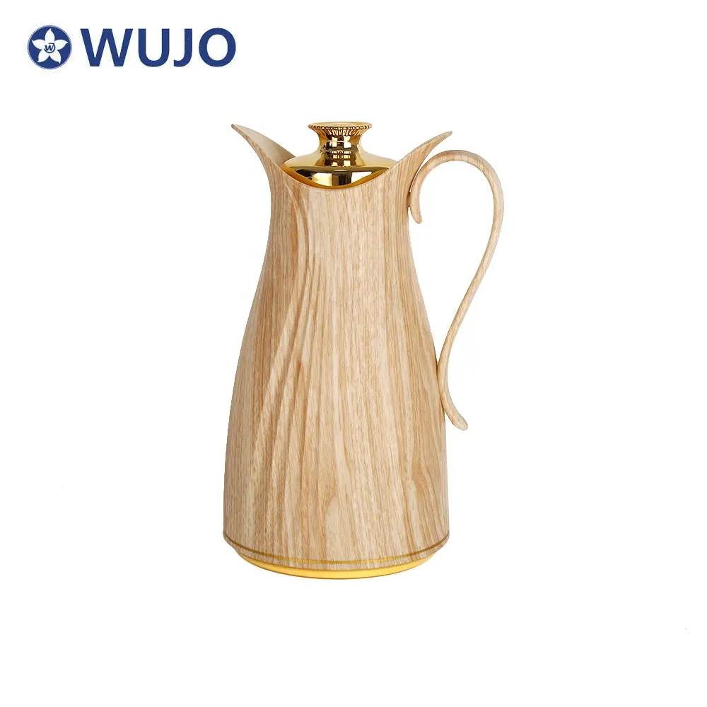 Nordic luxury glass refill plastic gold wooden decoration hot water 24hr vacuum thermal coffee & tea sets