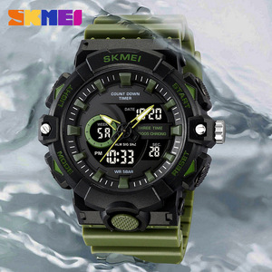 Skmei Men's Digital Sport Watch Black Gold TPU Strap 5Bar Waterproof Chronograph Alarm <b>Timer</b> Multifunction <b>Outdoor</b> Watch - Product Image 3