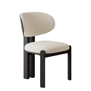 Silla de Comedor Moderna Estilo Lana de <span class=keywords><strong>Cordero</strong></span> VL, Decoración Suave, Madera Minimalista, Forro de Lana - Product Image 1