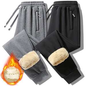 Pantalons de survêtement en molleton épais décontractés en gros pour hommes, pantalons de <span class=keywords><strong>grande</strong></span> <span class=keywords><strong>taille</strong></span>, molleton chaud, jogging épais - Product Image 1