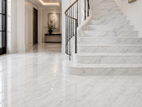 Dalles de marbre blanc oriental pour comptoirs de cuisine, carreaux de sol d'hôtel, marches d'escalier, lavabos en pierre et grands panneaux muraux sur mesure