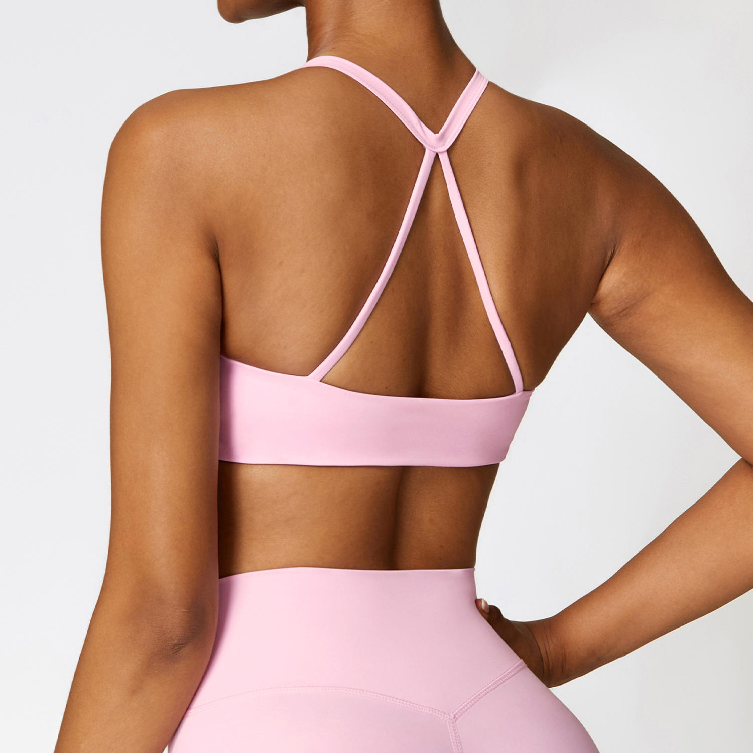cross back bra pink