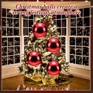 Boules de Noël en plastique de grande taille 3/4/6/8/10/15/20/25/30/40/50/60 cm, argentées, rouges, dorées, incassables, décorations pour arbre de Noël - Product Image 5