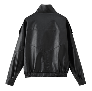 Chaquetas de Cuero Elegantes de Primavera 2026, Diseño Corto Tipo Cortavientos, Chaquetas de Cuero PU, <span class=keywords><strong>Chaqueta</strong></span> de Moda para Mujer - Product Image 4