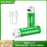 Baterai PUJIMAX 2PCS 18650 3500mAh USB Type C Isi Ulang 3.7V Lithium Ion 13000mWh Silinder