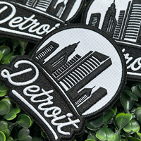 Patch brodé vintage de 3 pouces avec l'image du paysage urbain de Detroit, souvenir touristique, badges thermocollants pour sacs