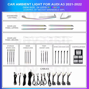 Lumière ambiante de voiture Nunoo prix d'usine bonne qualité lumière ambiante de vente chaude pour <span class=keywords><strong>Audi</strong></span> <span class=keywords><strong>A3</strong></span> 2021-2022 lumière ambiante intérieur de voiture - Product Image 2