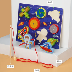 3-em 1 de madeira Animal Car String Line Shape Magnet Board Early Education Building Blocks Set Brinquedos Educativos para Crianças Meninos Meninas - Product Image 4