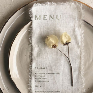 Menu in Lino Naturale Biologico ed Ecologico con Bordi Grezzi, Logo Personalizzato Stampato, Inviti per Matrimonio 100% Lino - Product Image 4