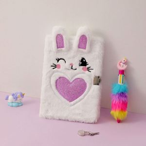 Kids Fluffy Writing <b>Journal</b> Notebook Rabbit Diary for Girls With Lock Plush Fox Toys Gift for Teen Girls - Product Image 5