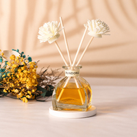 Diffuseur à roseaux décoratif pour hôtel, 40 ml, en verre transparent, motif floral, longue durée, avec parfum botanique, vente en gros