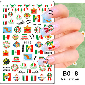 Adesivi per Unghie con Design della Bandiera del Messico, Decalcomanie per Calcio 2026, Tatuaggi Impermeabili per Nail Art, per Donne e Ragazze, Manicure Fai-da-Te - Product Image 3