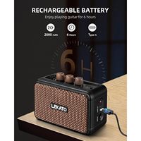 Amplificateur de guitare miniature Lekato 5W, amplificateur de guitare électrique rechargeable, double haut-parleurs, marron