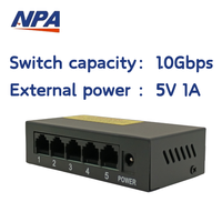 Switch de Red de 5 Puertos 10/100Mbps RJ45, Switch Ethernet de Escritorio, Función Plug and Play para Hogar, Oficina, Cámara IP, AP-5005