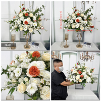 Bouquet de fleurs artificielles en soie orange vif de 50 cm, 60 cm, 70 cm, 80 cm pour centre de table de mariage