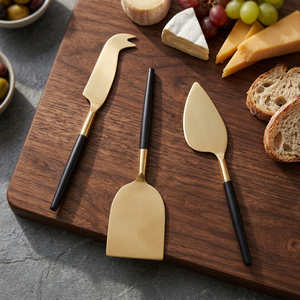 Elegant Black Gold Cheese Knife Set Stylish Stainless Slicer and <b>Cutter</b> Perfect for Home Hotel and Restaurant Use - Product Image 1