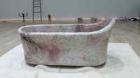 Baignoire autoportante portable en pierre naturelle rose avec drain pour appartement, écologique