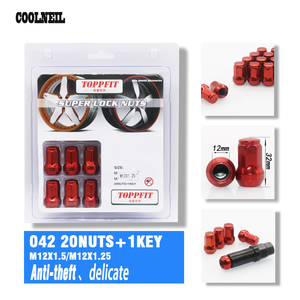 Chống Trộm Titanium Spline Wheel Tuner Khóa Nut Bao Gồm Studs Rim Racing Spike Chrome Ngắn Shank Wheel Nut - Product Image 2