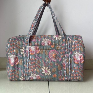 Large Casual Weekender Quilted Block Print Cosmetic <b>Bag</b> <b>Jumbo</b> Cotton Toiletry Wash <b>Bag</b> Makeup Kit & Travel Accessory for Women - Product Image 3