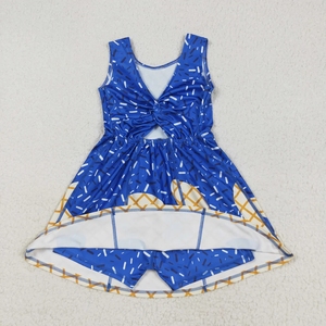 Vestido Deportivo Azul con Estampado de Helado de Verano para Niña, Estilo Yoga - Product Image 1