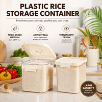 Contenedor de Almacenamiento de Arroz de Plástico de Grado Alimenticio de Lujo, Rectangular, Sellado, a Prueba de Insectos y Humedad, para Uso Doméstico
