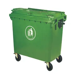 O-Cleaning 660L Tempat Sampah Plastik Luar Ruangan Penyimpanan Sampah Bin Square Plastik Tempat Sampah Tong Sampah Tempat Sampah Di Atas Roda