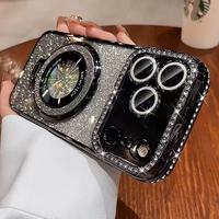 Coque de téléphone de luxe scintillante avec support magnétique et couleurs dégradées pour iPhone 17 Air, 16 Plus, 15, 14 Pro Max – Vente en gros