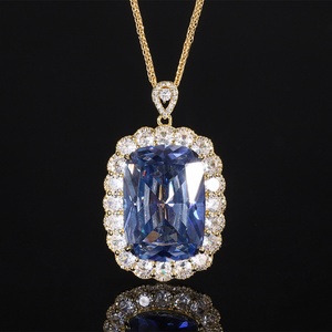 Collier pendentif en zircon coloré plaqué or cuivre, serti clos, 20*28mm, tendance et écologique, pour femme, usage quotidien, vente en gros - Product Image 4