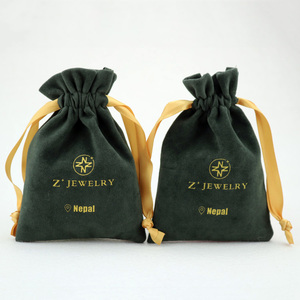 Custom Packaging for Jewelry With logo Printed Suede <b>Gift</b> Pouch Drawstring Velvet Jewelry Bag Packing for Rings Jewelry Display - Product Image 1