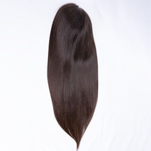 Topper en dentelle complète 10x10 po avec base en soie 4x4 po, cheveux vierges bruts 18 po, densité 130 %, lisses et soyeux, pour femmes chauves aux cheveux fins, en stock - Product Image 6