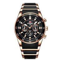 Montre sport multifonction chronographe Reward RD81011M, trois aiguilles, calendrier, affichage lumineux, étanche 30M, boîtier en acier inoxydable 45mm