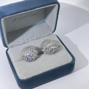 Pendientes de Bola con Circonita Cúbica Blanca, Corte Esmeralda, Chapados en Oro, Clásicos y Modernos de Tianyu Gems para Mujer - Product Image 5