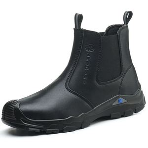 Bottes de travail mi-montantes OEM ODM 307-2 en <span class=keywords><strong>cuir</strong></span> microfibre <span class=keywords><strong>noir</strong></span>, anti-écrasement, sans lacets, type Chelsea, pour la sécurité - Product Image 5