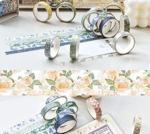 Ensemble <span class=keywords><strong>de</strong></span> rubans Washi LABON PET, 5 rouleaux, ruban décoratif pour journal, motif floral, scrapbooking, planificateur, bricolage, ruban <span class=keywords><strong>adhésif</strong></span> artisanal - Product Image 6