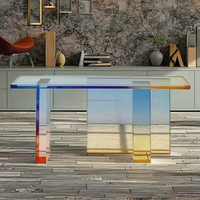 Décoration moderne au design simple table d'entrée en acrylique de couleur dégradée transparente bureau long en acrylique d'intérieur de luxe