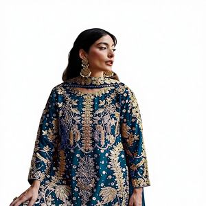Salwar Kameez de Lujo con Bordado Pakistaní en Falsa Georgette para Mujer, Traje de Diseñador para Bodas y Fiestas con Trabajo de Zari Intenso - Product Image 1