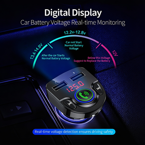 <span class=keywords><strong>Kit</strong></span> <span class=keywords><strong>voiture</strong></span> portable avec charge rapide PD, double ports USB pour allume-cigare, transmetteur FM 5.0, portée 10m, lecteur MP3 - Product Image 3