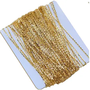 18K Rantai Rumbai DIY Aksesori Perhiasan Membuat Persediaan Au750 Rantai Rolo Semi-selesai Emas untuk Membuat Perhiasan