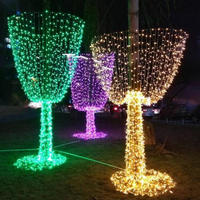Guirlande lumineuse LED en forme de champagne pour extérieur, lumières féériques en cascade pour l'éclairage commercial de Noël, décoration d'arbre