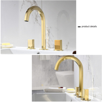 Robinet Mitigeur Mural Noir Mat en Laiton pour Lavabo, Double Poignée, Monotrou, Durable et Moderne