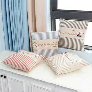 Mediterranean Embroidered <b>Pillow</b> Covers Striped Cotton Linen <b>Square</b> Home Decor Cushion Cases With Inserts - Product Image 2