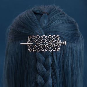 Barrettes à cheveux celtiques vikings, épingles à cheveux vintage à nœud celtique, bâtons à cheveux rétro en alliage d'argent, bijoux de barrette à cheveux en métal viking celtique - Product Image 3