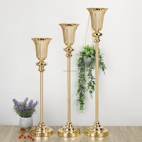 Support de fleur en métal doré de luxe pour les mariages Prop Vases décoratifs Centres de table de fête Décor de table de mariage
